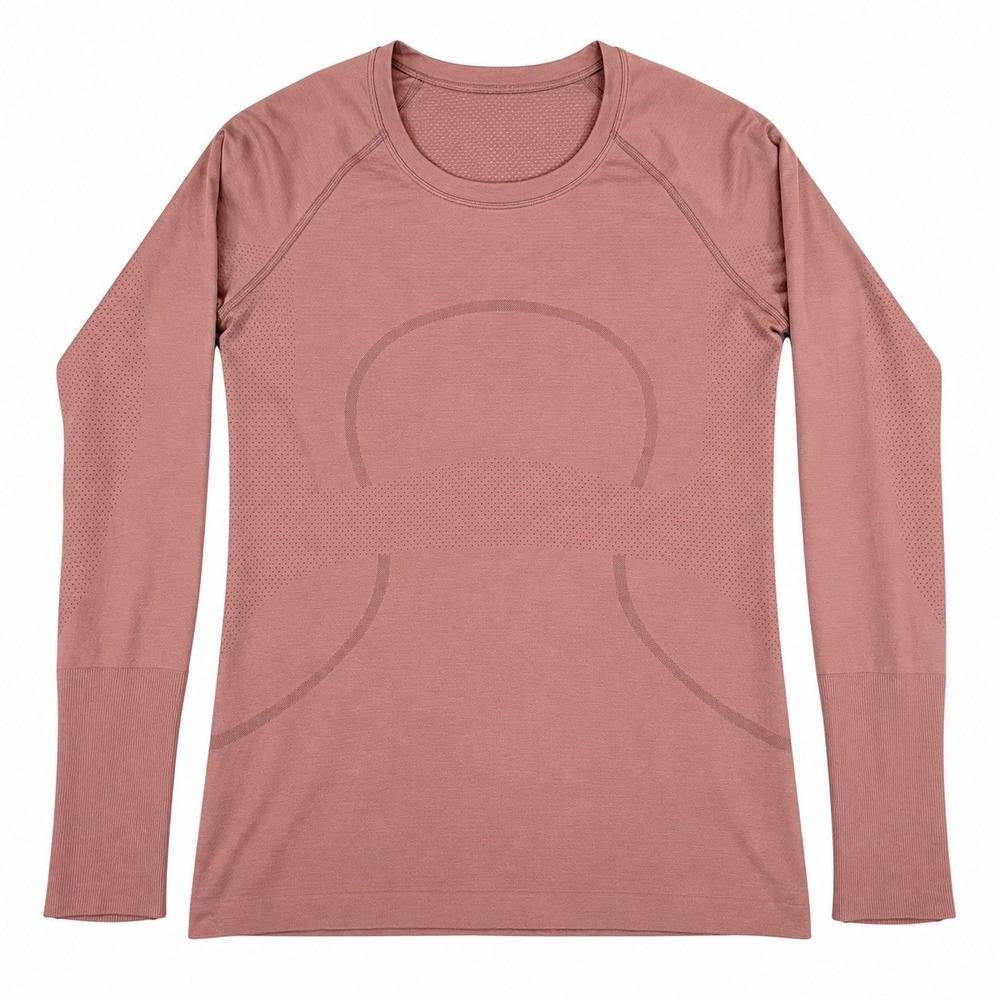 Lululemon Swiftly Tech Long Sleeve Shirt 2.0 Hip Length Pink Brown Size 10 EUC